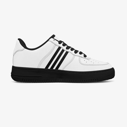 Low-Top Leather Sports Sneakers - Black Sole