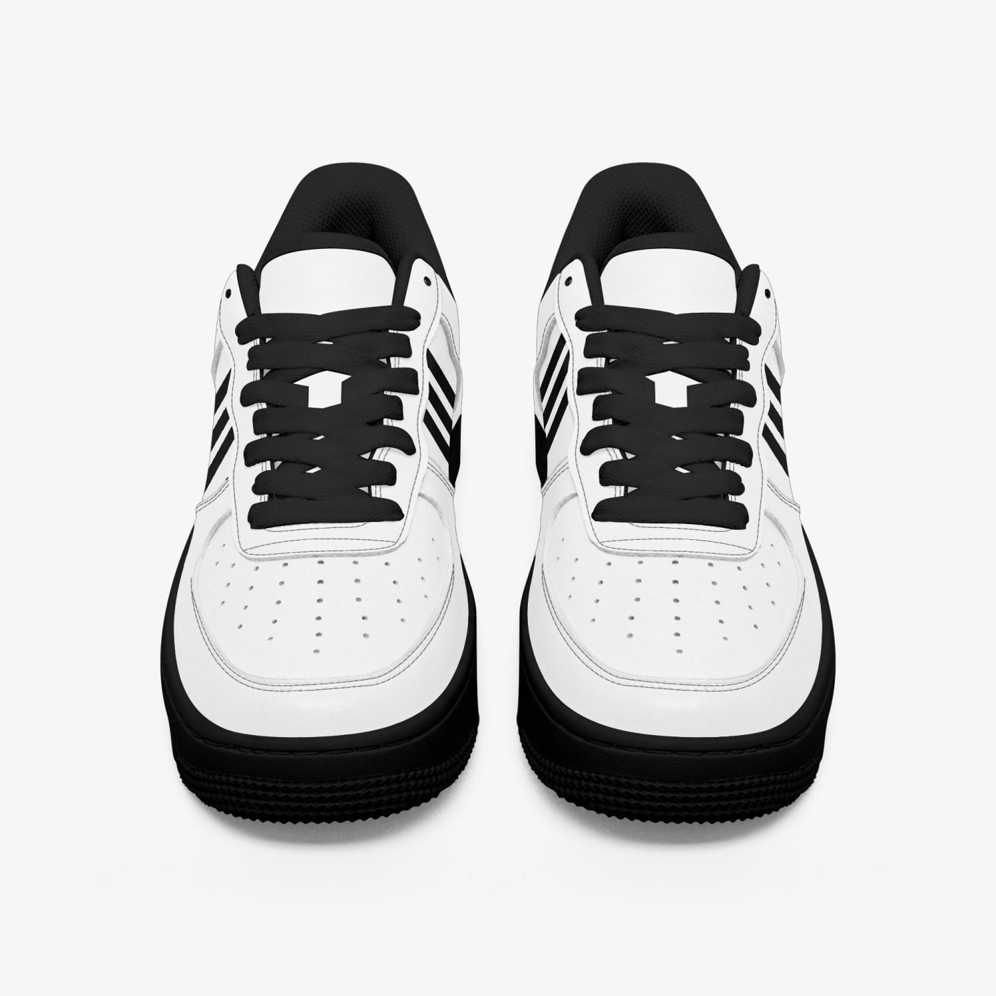 Low-Top Leather Sports Sneakers - Black Sole