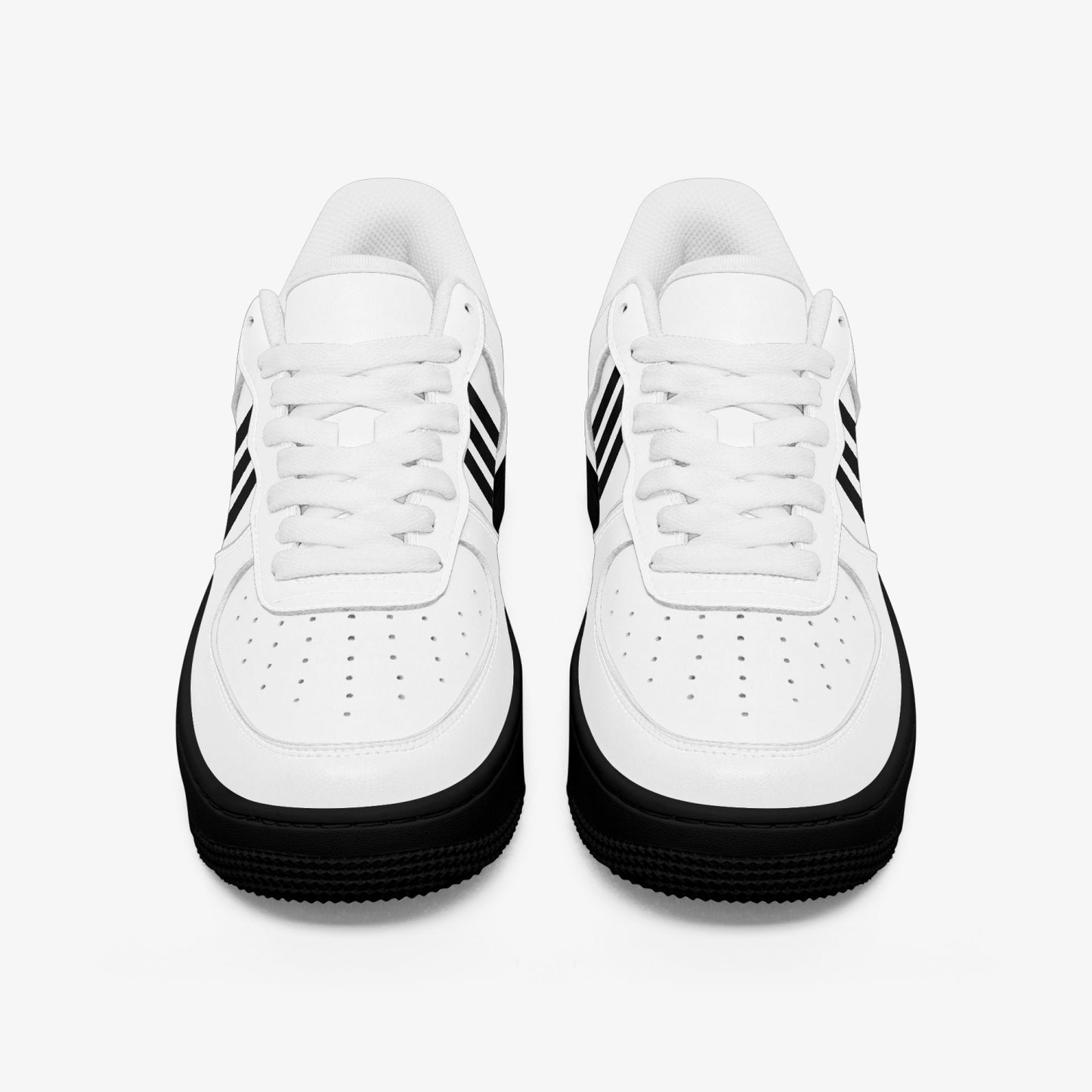 Low-Top Leather Sports Sneakers - Black Sole