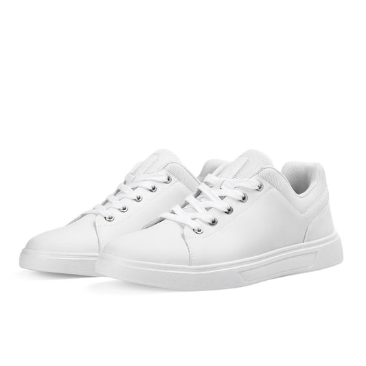 Low-Top Premium Synthetic White Leather Shoes