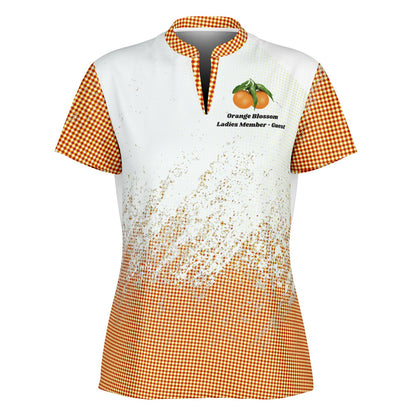 Stand Up Collar Ladies Orange Blossom Polo Shirt