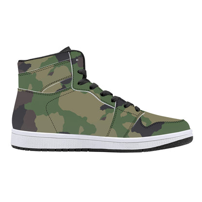 High-Top Leather Sneakers - Army Camo